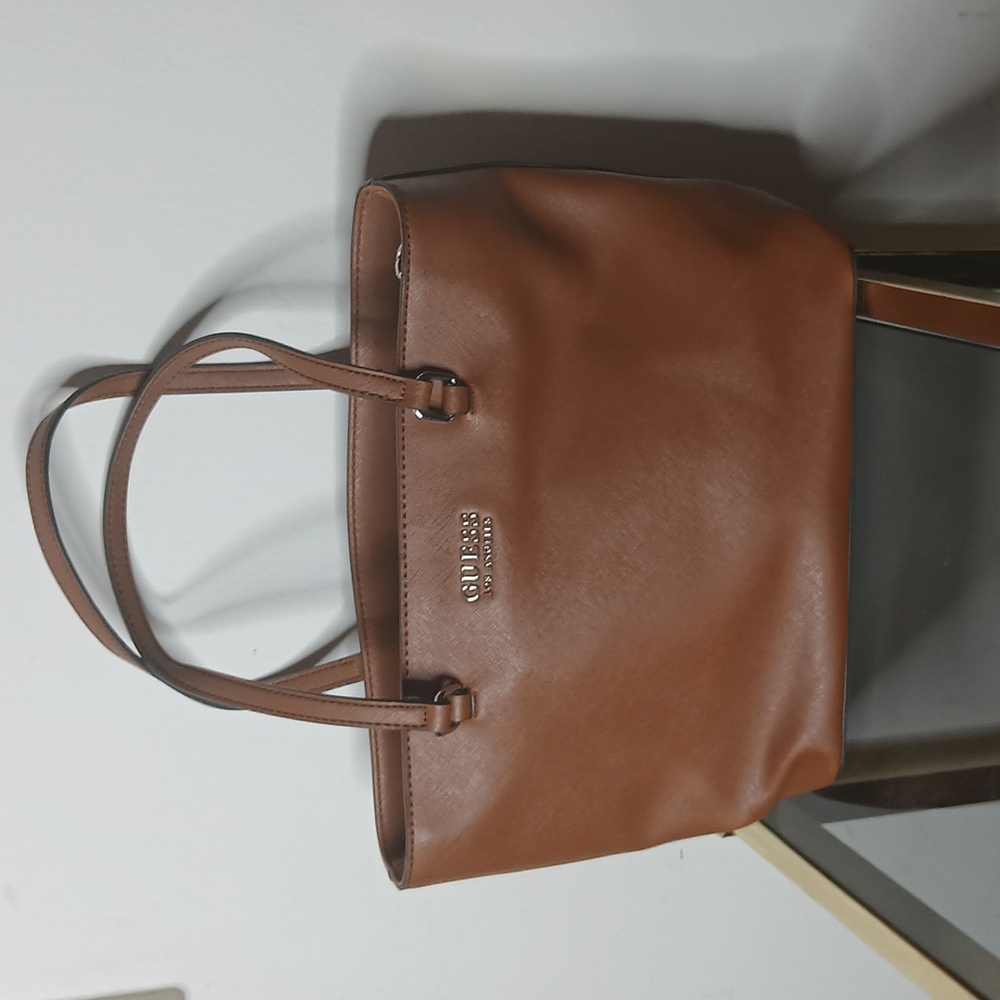 Guess brown canvas tote bag